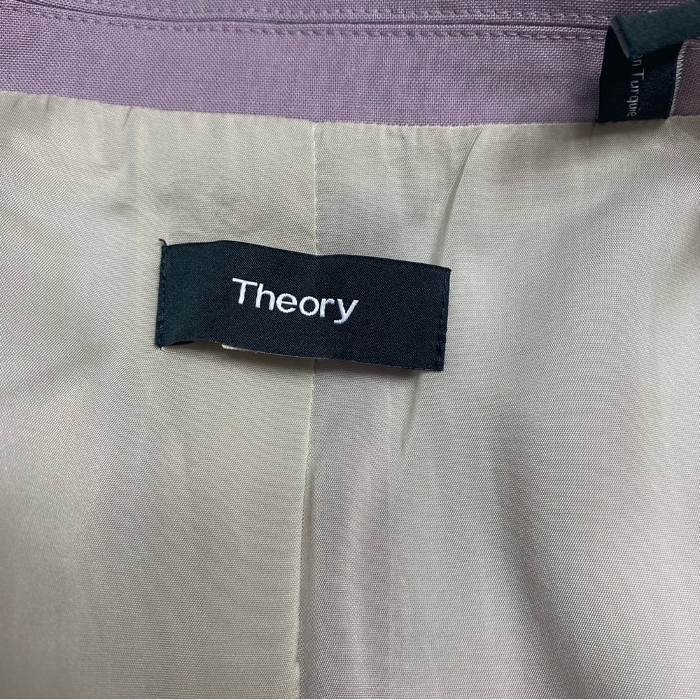 Theory Double-Breasted Wool-Blend Lavender Blazer 10 - Picture 9 of 13